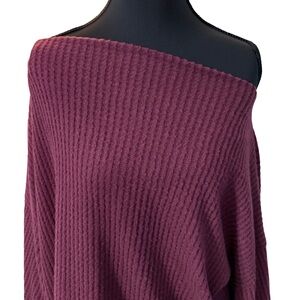 7th Ray Off-Shoulder‎ Plum Tunic Sweater Size Small